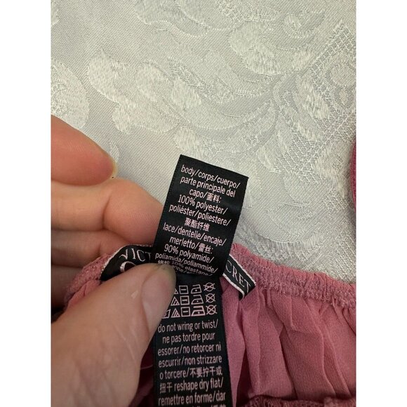Victoria’s Secret Size Small Pink Neglige Sheer Pleated Skirt Lace Cups Boudoir - Picture 5 of 8